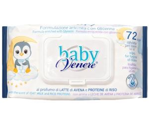 Dama Baby Venere Salviette - Detergenti e lenitive all'avena e riso per pelle sensibile, 72 pezzi