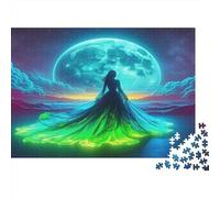 Dama Fantastica alla Luna Puzzle 1000 Pezzi Carta per Adulti Paesaggio Notturno Colorato Gioco di Puzzle 1000 Pezzi Relax Regalo Casa 70x50cm/1000pcs