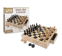 DAMA SCACCHI TRIA IN LEGNO