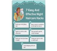 Damage Prevention Poster for Long Hair Maintenance | Detangle gently before bed remove knots minimize split ends snapping(Framed,08x12inch(20x30cm))