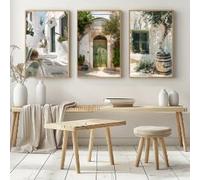 DAMAIART 3 stampe su tela con paesaggi mediterranei, poster vintage con viaggi in Italia, stampe artistiche sulla natura, decorazioni per la casa (20x30 cm x 3/tela avvolta)