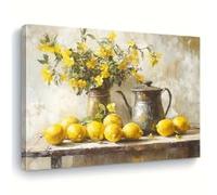 DAMAIART Beige Brown Rustic Lemon Still Life Canvas Wall Art Modern Abstract Lemon Tree Branches Poster and Prints for Living Room(30x50cm/Frameless)
