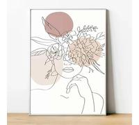 DAMAIART Decorative Pictures for Living Room Bohemian Style Abstract Line Art Decor Painting Girl Posters Picture on the Wall 60x80cm Frameless