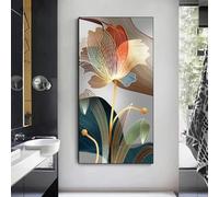 DAMAIART Dipinto su tela Astratto Lusso Linee dorate Immagini di fiori Poster e stampe moderne Soggiorno Galleria Decorazione per la casa 80x160cm Senza cornice
