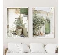 DAMAIART Italia Malta Ulivo Città Fotografia Stampa su Tela Poster Moderno Stile Minimalista Arte Murale Decorazione per la Casa Poster (50x70cmx2/Tela Avvolta)