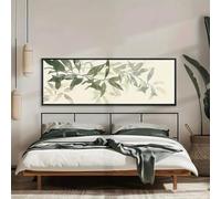 DAMAIART Stampa su tela orizzontale con pianta verde salvia, sfondo verde con nuvole bianche, paesaggio, poster da parete per soggiorno, arredamento per la casa, 30x90 cm senza cornice