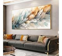 DAMAIART Tela Pittura Astratta Piuma Poster e Stampe Immagini da Parete per Soggiorno Moderno Cuadros Decorazione per la Casa 40x80cm Senza Cornice