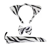 Damaiyyy Costume Zebra,Set di Costumi Animali 3pcs Costume Carnevale con Coda e Papillon e Fascia per Carnevale Halloween Decorazioni per Feste