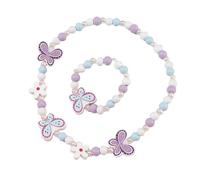 Damaiyyy Set di Gioielli per Collana per Bambine Set,Gioielli Bambina Collana BraccialettiGioielli di Perline in Legno per Farfalla Set di Gioielli per Principessa per Festeggiare Il Compleanno