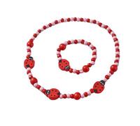 Damaiyyy Set di Gioielli per Collana per Bambine Set,Gioielli Bambina Collana BraccialettiGioielli di Perline in Legno per Coccinella Set di Gioielli per Principessa per Festeggiare Il Compleanno