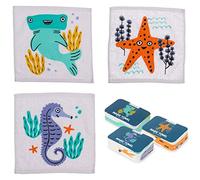 damaloo 3 Asciugamani Magici per Bambini con Motivi Animali Marini - Strofinacci Magici Seppie, Stella Marina, Squalo Martello - Magic Towel Kids - Asciugamani in Cotone 30×30 cm