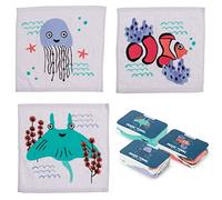 damaloo 3 Asciugamani Magici per Bambini con Motivi Marini - Mini Asciugamani Compatti (Medusa, Pesce Nemo, Razza) - Tovagliette Magiche in Cotone Riutilizzabili 30×30