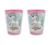 damaloo Bicchieri Bambini Unicorno Set 2 - 260 ml - Plastica Senza BPA, Leggeri & Infrangibili - Tazze per Bambine - Ideali per Acqua, Succo, Latte - Design Arcobaleno