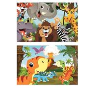 damaloo Set di 2 tovagliette per bambini, motivo dinosauro, per bambini, motivo: animali della foresta urbana, tappetino per impastare e dipingere per bambini, tovagliette lavabili