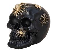 damaloo Teschio decorativo nero con ragni - teschio scuro Romance - scheletro - decorazione spaventosa - teschio - giorno della scultura morta - decorazione spaventosa Halloween - Steampunk Gothic