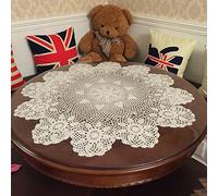 Damanni Centrini rotondi in cotone beige fatti a mano all'uncinetto, 68 cm