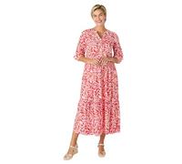 Damart - Abito A Piani Climatyl Donna, Bianco Rosa Fogliame, 48