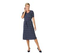 Damart - Abito a Pieghe Permanente Donna, Blu Navy Piselli, 50-52