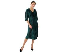 Damart - Abito in velluto plissettato + cintura da donna, verde, 38-40