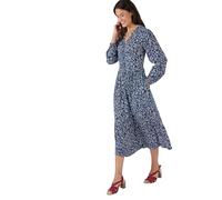 Damart - Abito Lungo Puro Viscosa Rilegato Donna, Blu Navy Fiorito, 44