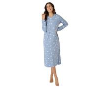 Damart - Camicia da Notte Thermolactyl in Maglia Interlock Donna Blu Stampata Taglia 46-48 (L)