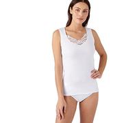 Damart Canottiera a Costine in Guipure Thermolactyl T-Shirt, Bianco, XXXL Donna