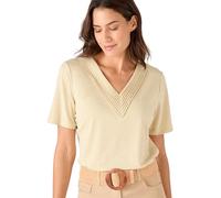 Damart - Maglietta a maglia lucida da donna, Colore bianco oro, 36-40