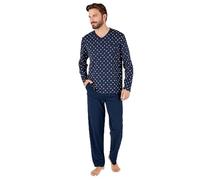 Damart Pigiama in Jersey di Puro Cotone Pettinato Set, Blu Marino Imp, L Uomo