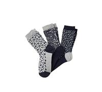 Damart Set di 3 Paia di Calzini Corti in Jacquard, Lana e Thermolactyl, Set Blu, 40 Donna