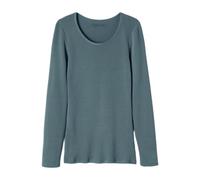 Damart T-Shirt a Maniche Lunghe a Costine in Thermolactyl, Verde Blu Grigio,XS,Donna
