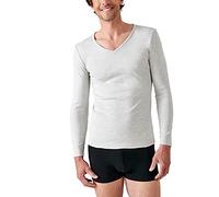 Damart T-Shirt con Scollo a V, Interlock Thermolactyl, Maniche Lunghe Grigio Erica L