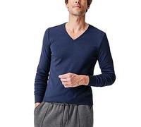 Damart T-Shirt con Scollo a V, Interlock Thermolactyl, Maniche Lunghe Maglietta, Blu Scuro, S Uomo