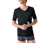 Damart T-Shirt con Scollo a V, Maniche Corte, Filato Classico in Thermolactyl Nero S