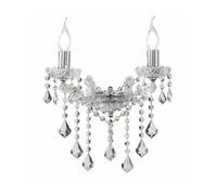 DAMASCO APPLIQUE CLASSICA 2 LUCI BRACCI IN VETRO TRASPARENTE CON DECORI IN CRISTALLO OTTICO