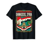 Damasco, Siria, Bandiera, Orizzonte, Viaggio, Arte Maglietta