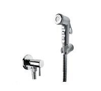 Damast Kit Shut-off In Abs Cromato Antitorsione 120 cm in Acciaio Cromato e Supporto Atos Cromato e Rubinetto On/off