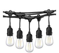 Damastoreitalia Catena luminosa da esterno catenaria 10 metri prolungabile con 10 portalampada E27 lampadine non incluse (Cavo nero 10 metri pendente)