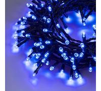 damastoreitalia Catena luminosa natalizia a led da interno e da esterno luci per albero di natale IP44 15 metri 300 led (300 led - cavo verde - luce blu)