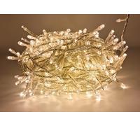 damastoreitalia Catena luminosa natalizia a led da interno e da esterno luci per albero di natale IP44 15 metri 300 led (300 led - trasparente - luce calda)