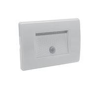 Damastoreitalia Faretto segnapassi da interno lampada da muro Ip20 LED con sensore di movimento 1,3W ad incasso per scatola cassetta 503 scale nero bianco (1,3W - bianco - luce fredda 6500K)