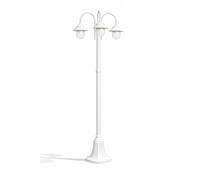 damastoreitalia Lampione da Giardino 3 Luci E27 IP54 in Alluminio Nero, Palo Esterno Classico con Diffusori in Policarbonato, Stile Vintage per Vialetto e Cortile (Bianco)