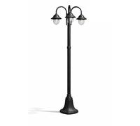 damastoreitalia Lampione da Giardino 3 Luci E27 IP54 in Alluminio Nero, Palo Esterno Classico con Diffusori in Policarbonato, Stile Vintage per Vialetto e Cortile (Nero)