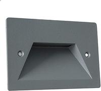 Damastoreitalia Universo Faretto segnapassi da esterno lampada da muro IP65 LED 3W ad incasso per scatola cassetta 503 scale giardino viale gradini nero bianco o grigio (Grigio - Bianco freddo 6000K)