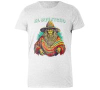 DAMBOTEE El Squatcho Poncho Western T-Shirt Grigia in Cotone per Donne con Collo Giro Womens Grey Cotton Crewneck T-Shirt