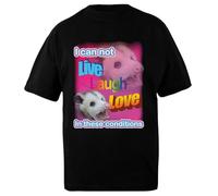 DAMBOTEE Non Posso Vivere, Ridere, Amare in Queste Condizioni T-Shirt Oversize Unisex in Cotone Nero