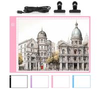 Damcyer LED Tavoletta Luminosa A4, Lavagna Luminosa per Disegnare, Light Board Acrilico con Luminosità Regolabile, Ultrasottile Lavagna Luminosa per Pittura Diamante, Animazione, Progettazione, Rosa