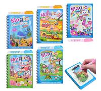 Damcyer Libro Magico Acqua Riutilizzabile, Libro di Disegno Magico Acqua con 5 Penna Magica, Magic Water Book, Libro da Colorare ad Acqua per 3 4 5 6 7 Età Ragazzi Ragazze, Tema Marino