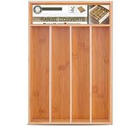 DAMDAM GO - Posate Cassetto, Organizzatore di Posate, Posate Mandera Bambu 6 Scomparti - Estensibile (5 Scomparti)