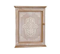 DAMDAM GO Scatola di guardia in legno decorata stile nordico con 6 ganci da parete - Mano di Fatima