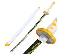 damdos Halloween Prop for Demon Slayer Katana Agatsuma Zenitsu Cosplay Sword Kamado Tanjirou Swords Shinazugawa Sanemi Weapons PU Material Xmas Birthday Gifts (Agatsuma Zenitsu)
